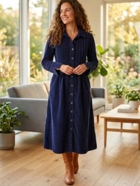 The Vermont Country Store Corduroy Button Down Shirt Navy